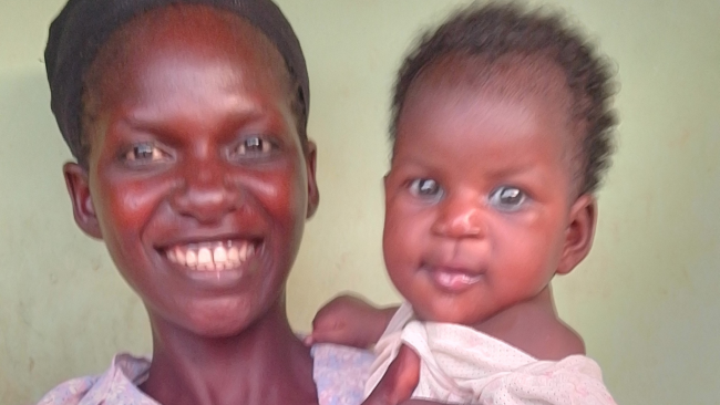 Adaku with one of her HIV negative children