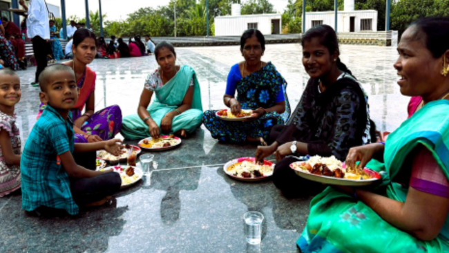 Having lunch at the new clinic in South Hyderabad